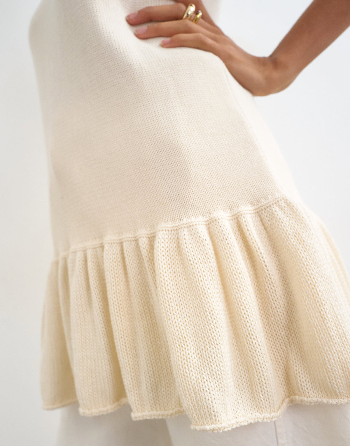 Topshop knitted sleeveless longline top in ecru