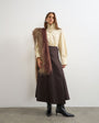 Topshop wrap waistband detail trench skirt in chocolate