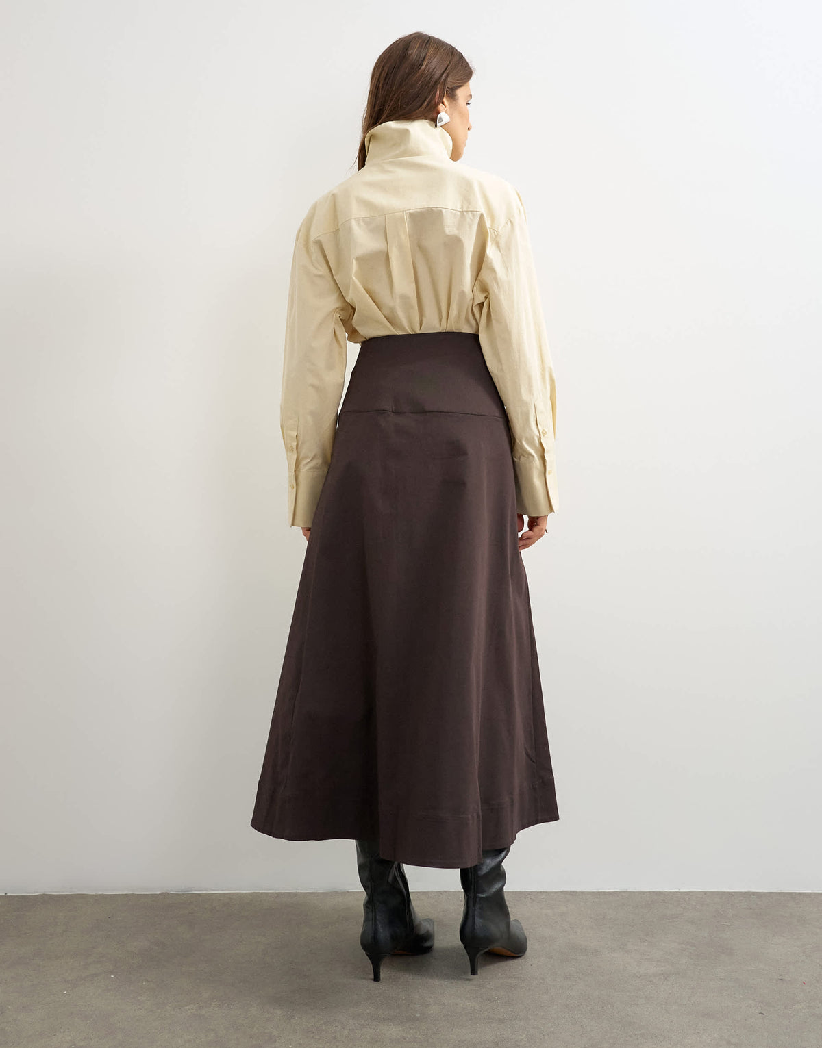 Topshop wrap waistband detail trench skirt in chocolate
