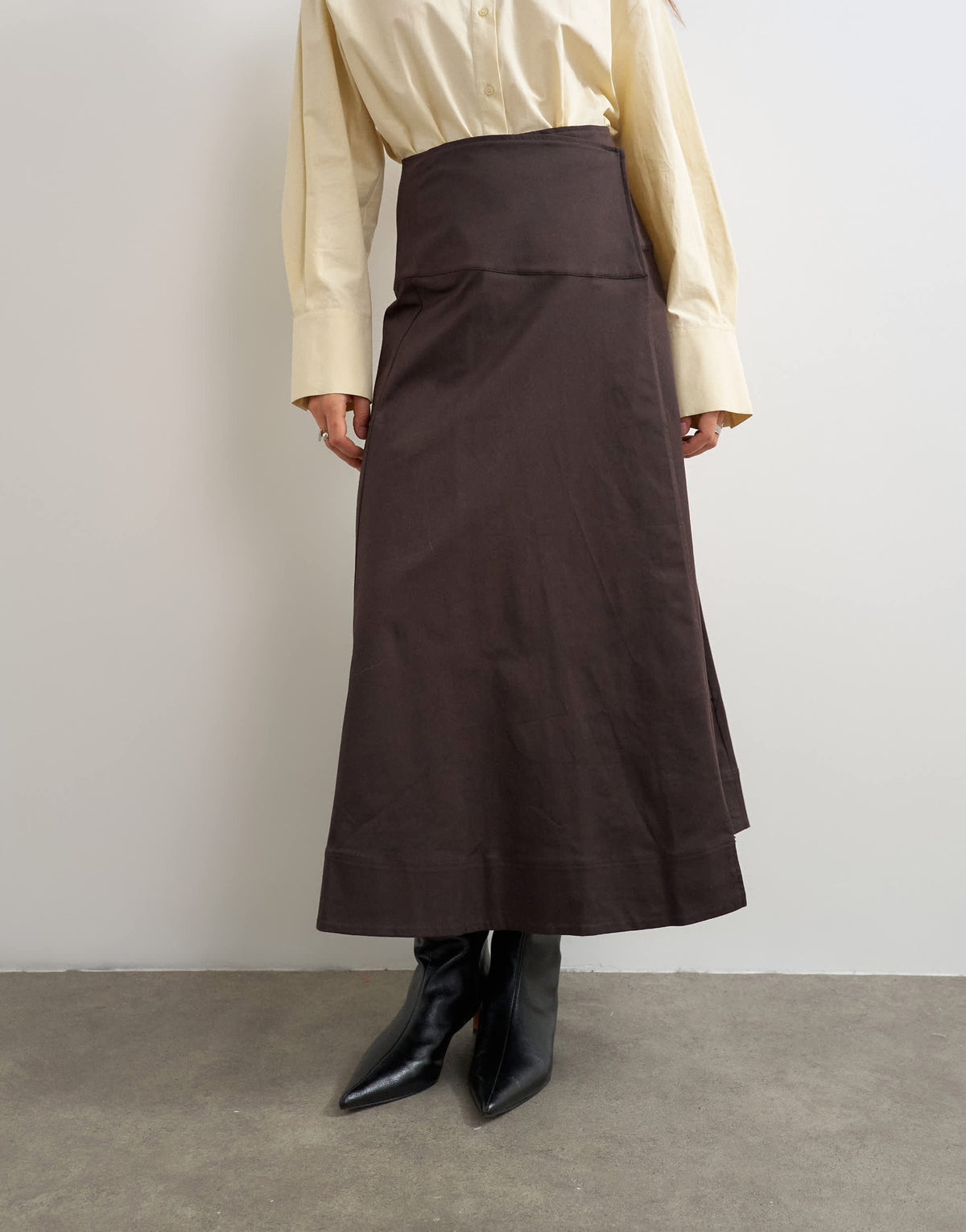 Topshop wrap waistband detail trench skirt in chocolate