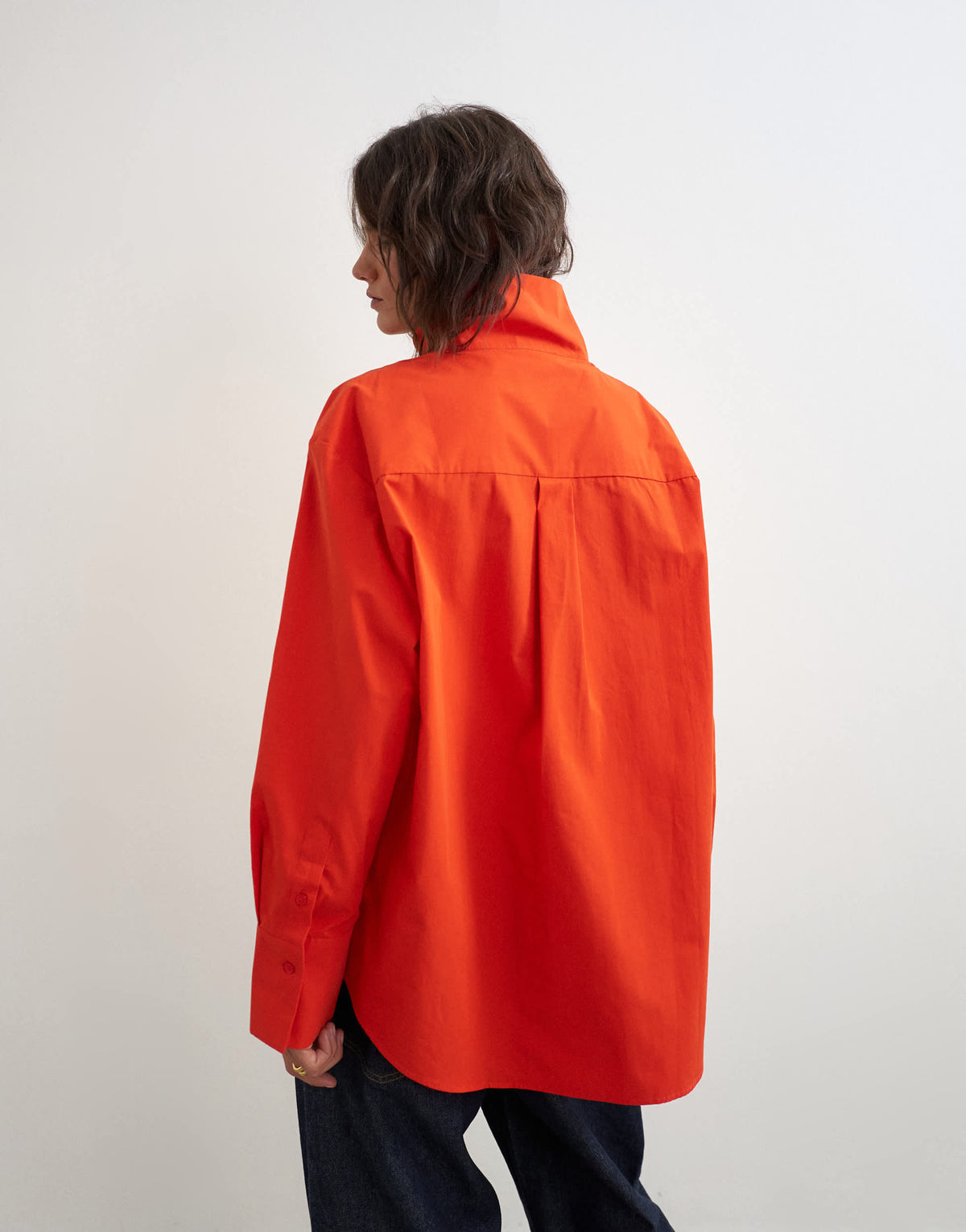 Topshop funnel neck shirt in red