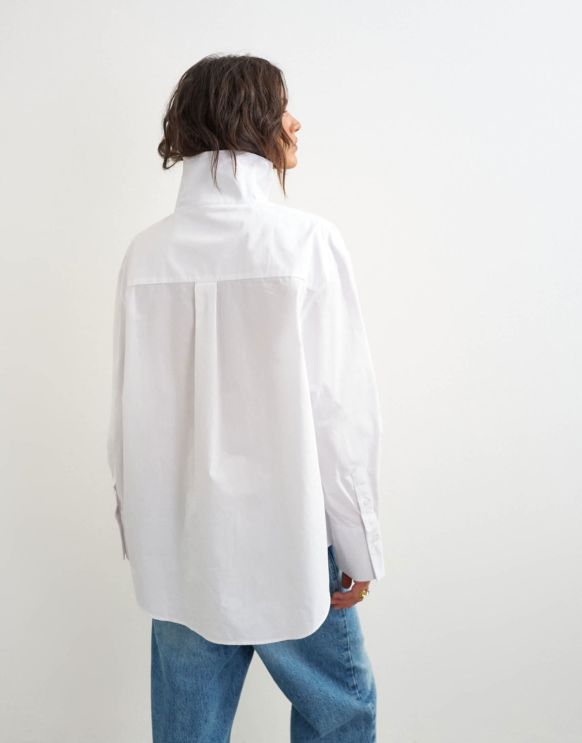 Topshop funnel neck shirt in white
