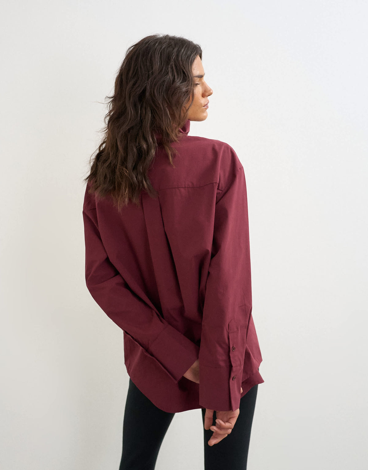 Topshop funnel neck shirt in fig
