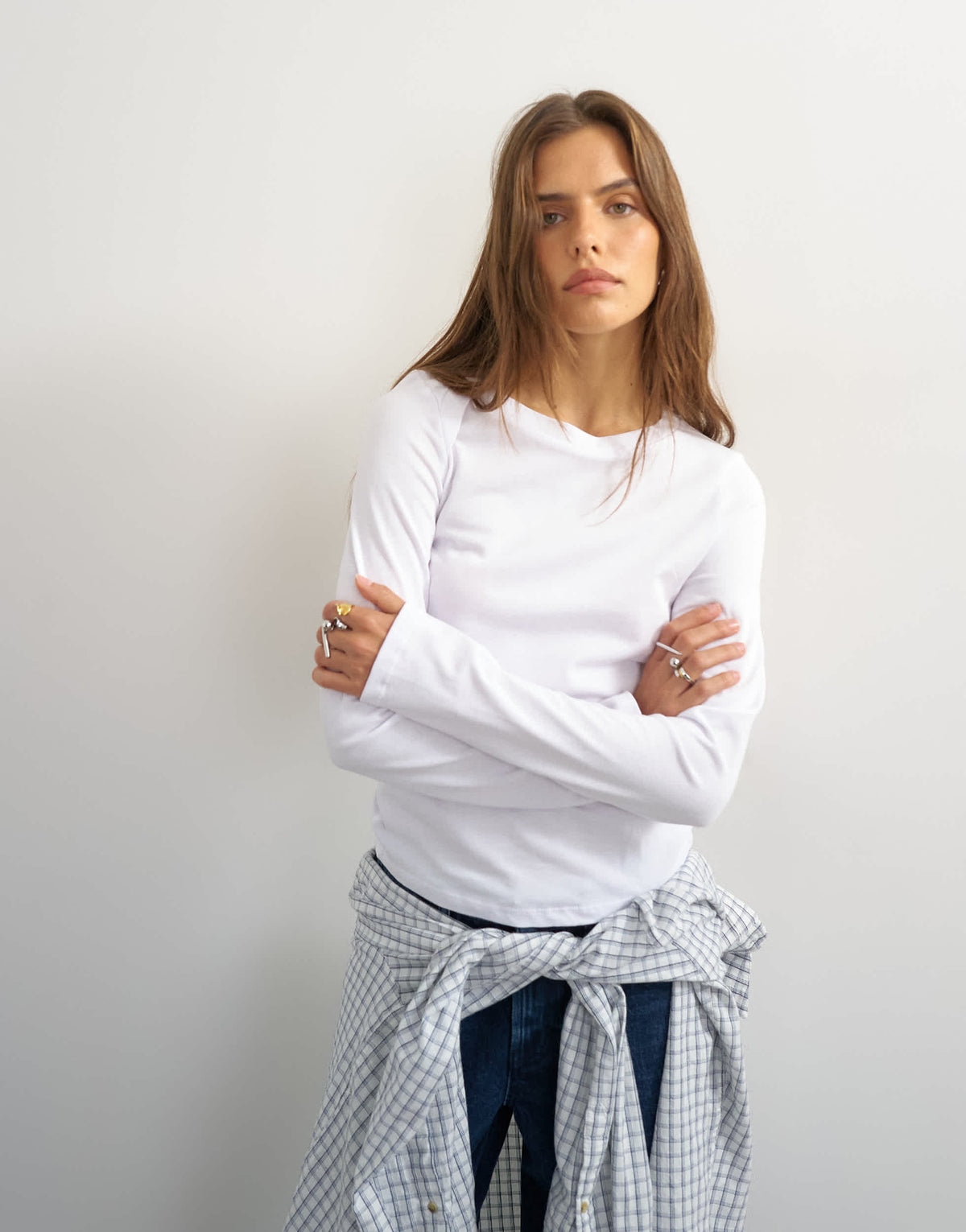Topshop asymmetric long sleeve t-shirt in white