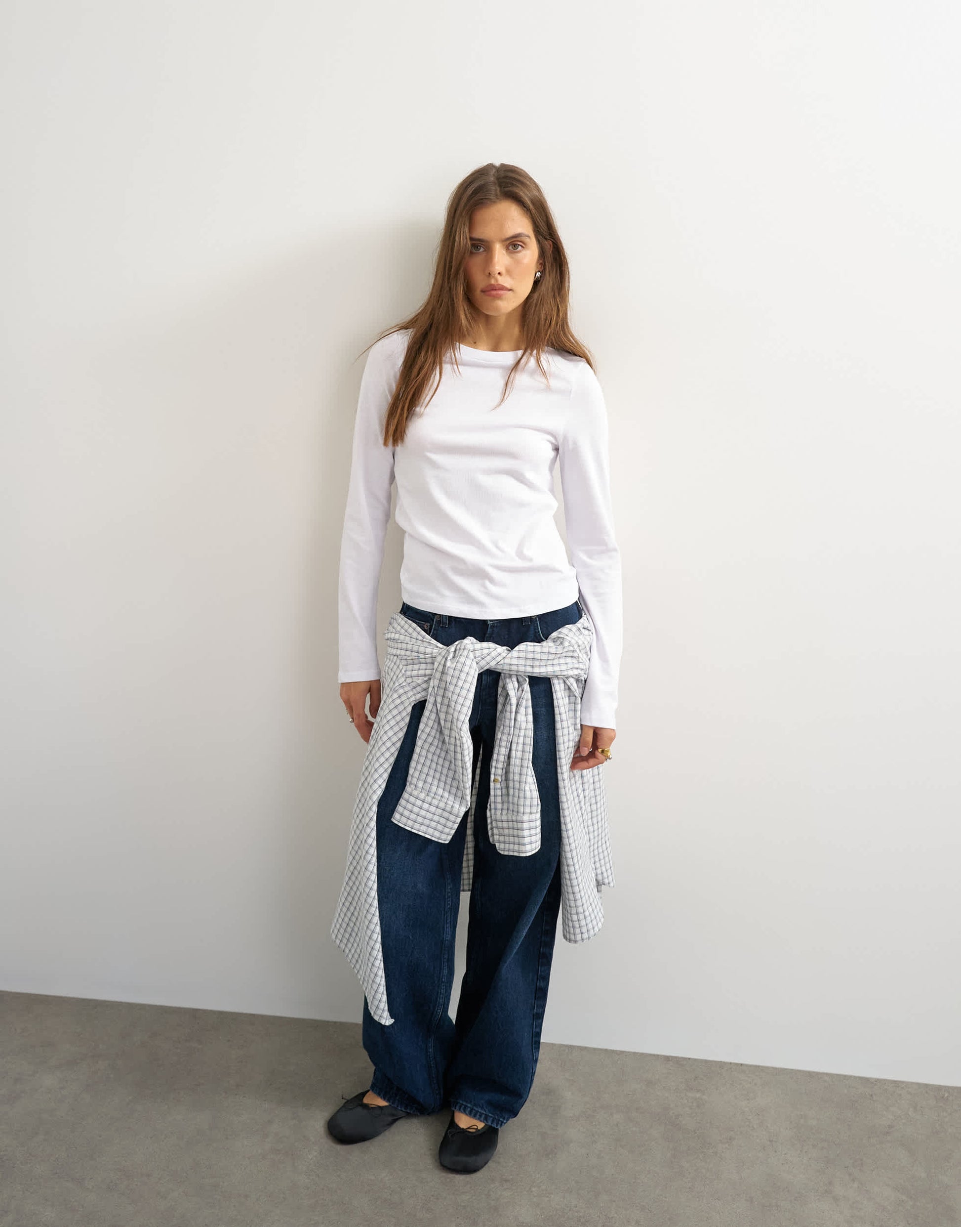Topshop asymmetric long sleeve t-shirt in white