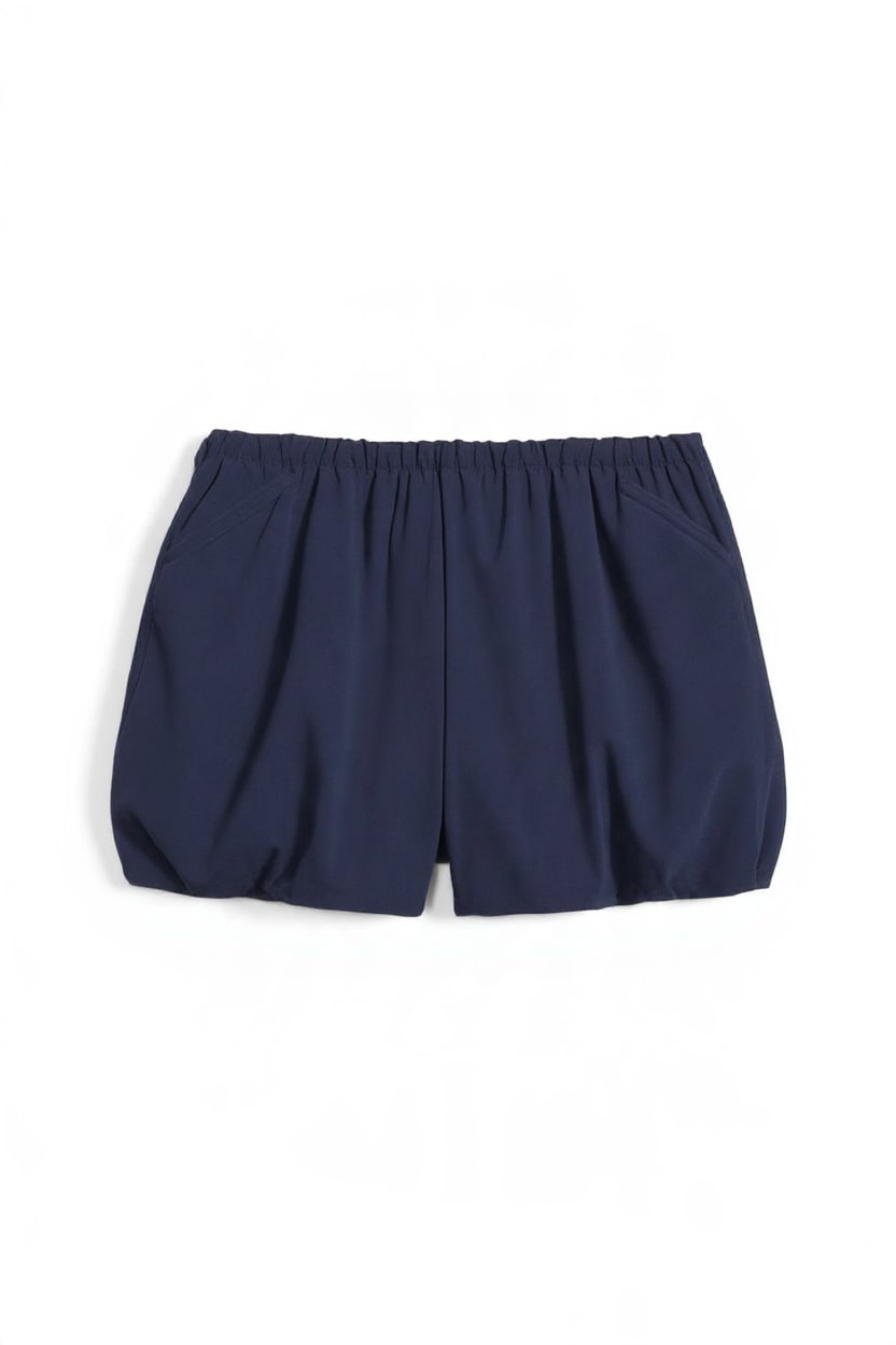 Topshop techy bubble hem shorts in navy