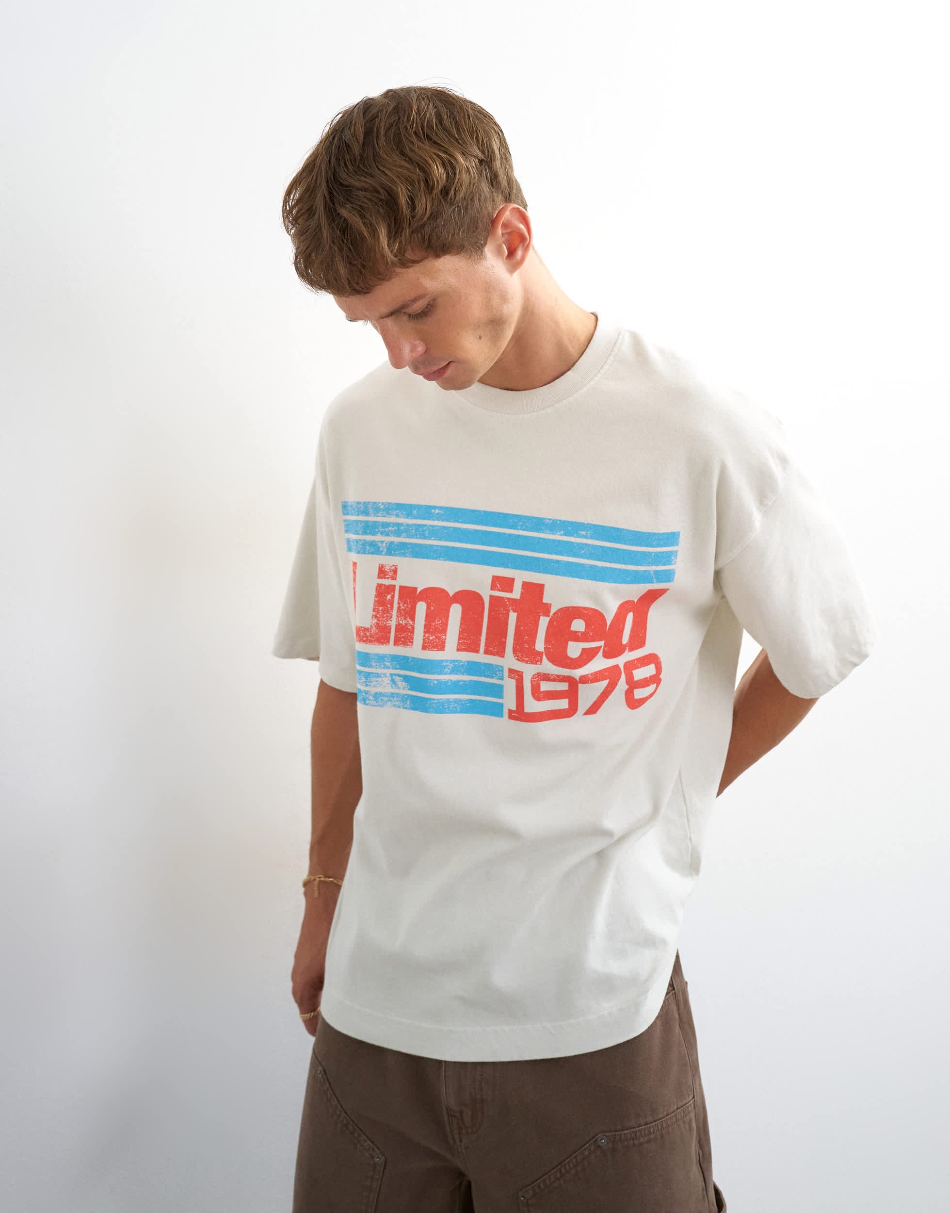 Topman relaxed fit vintage limited print t-shirt in ecru