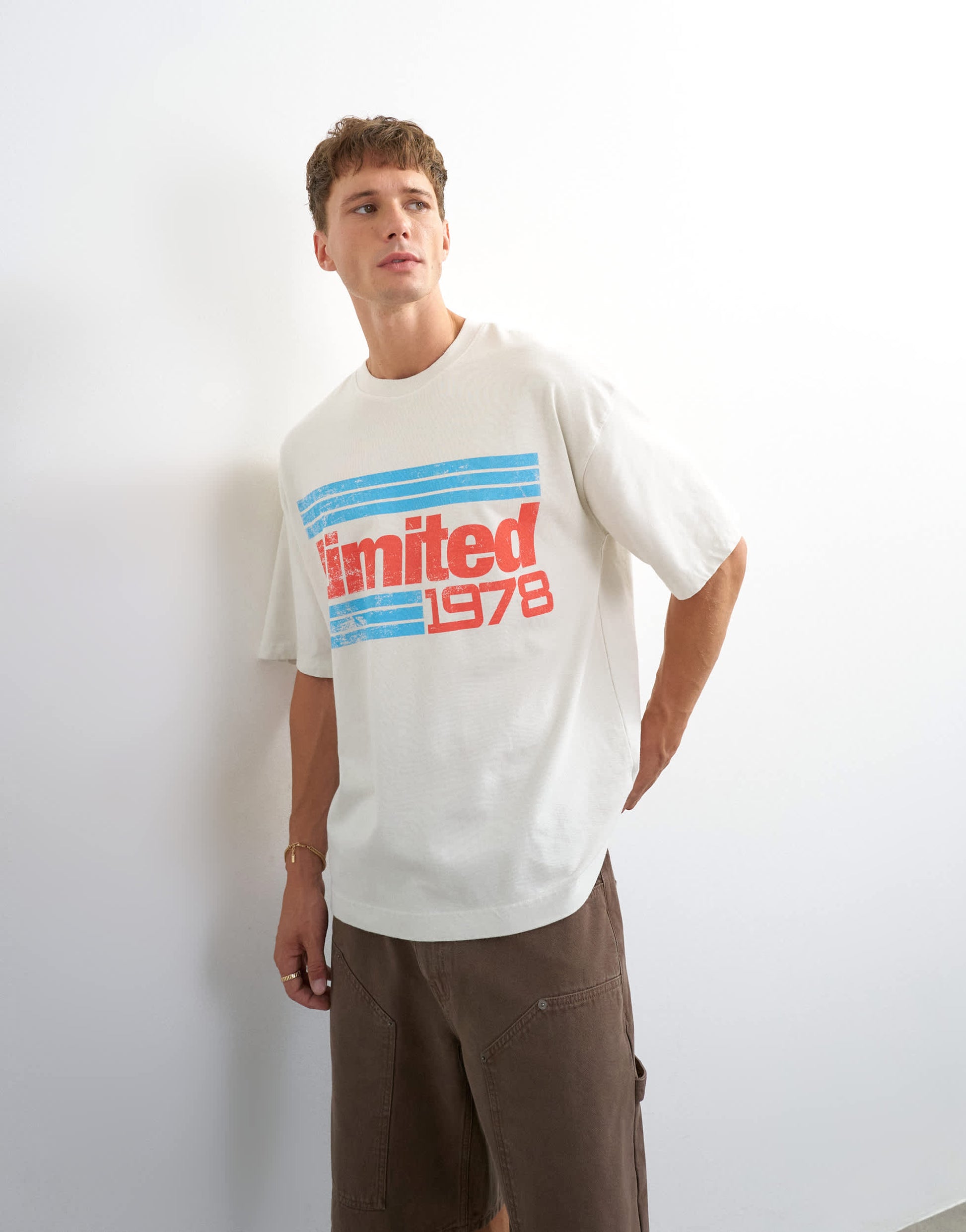 Topman relaxed fit vintage limited print t-shirt in ecru