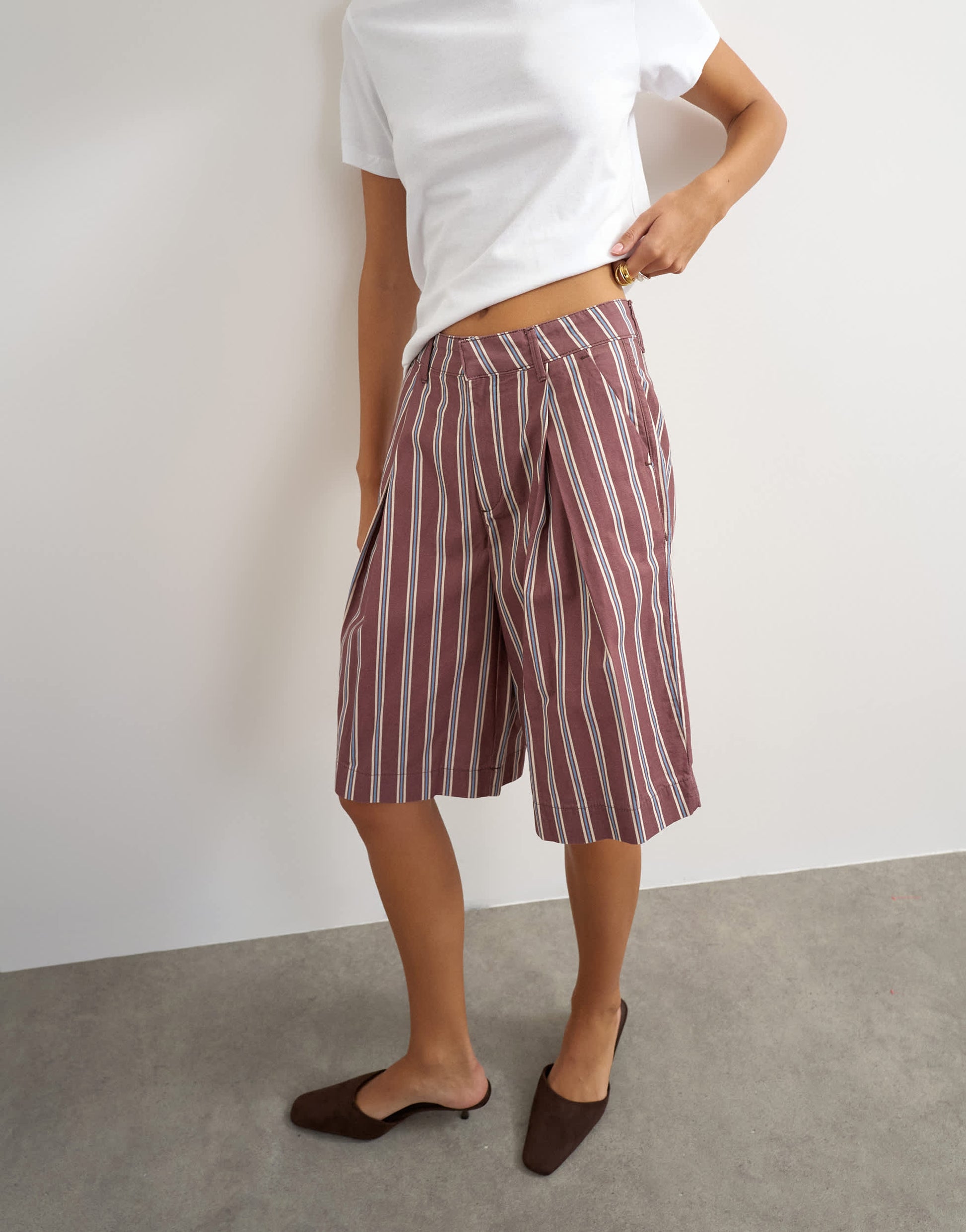 Topshop longline bermuda short in stripe