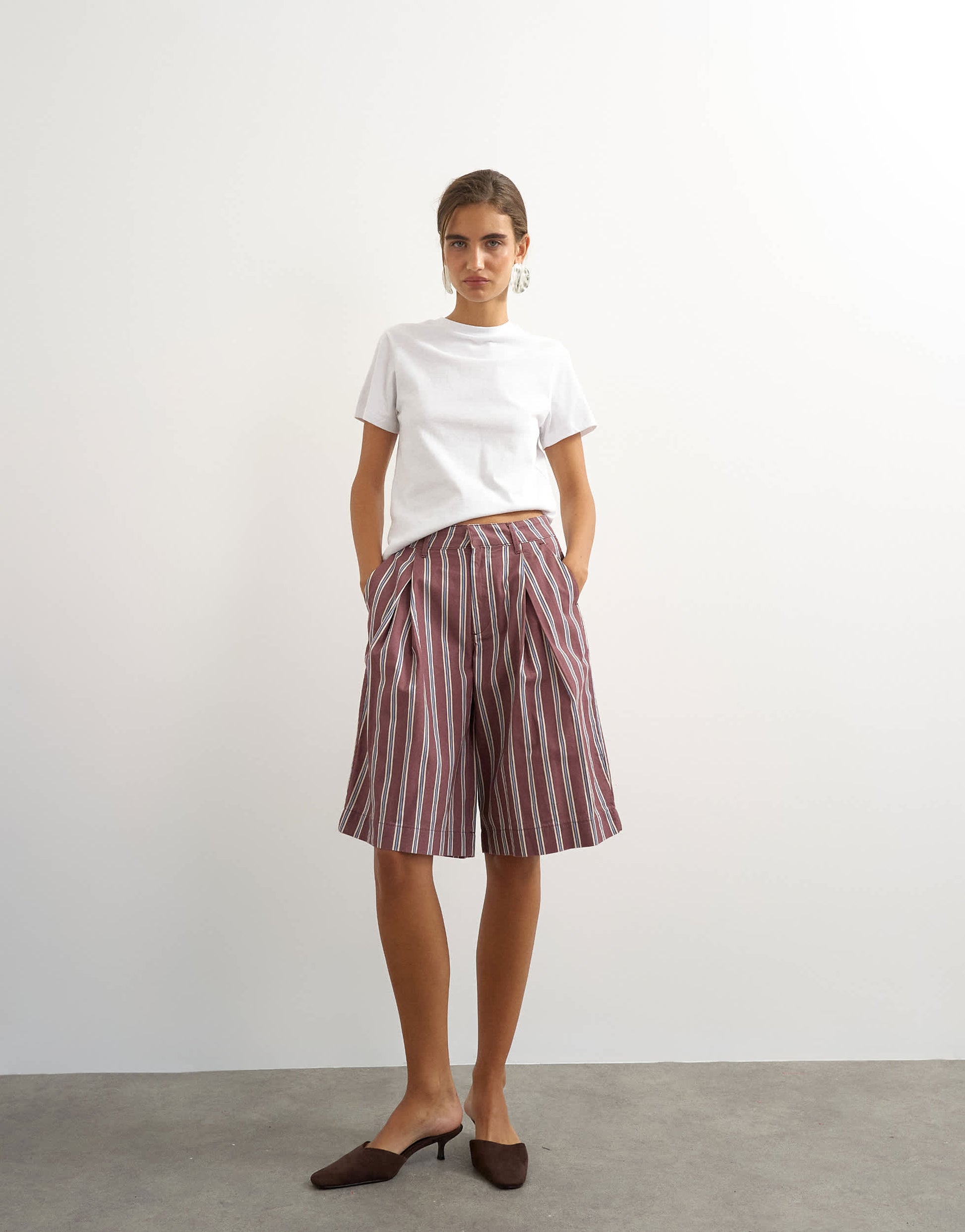 Topshop longline bermuda short in stripe