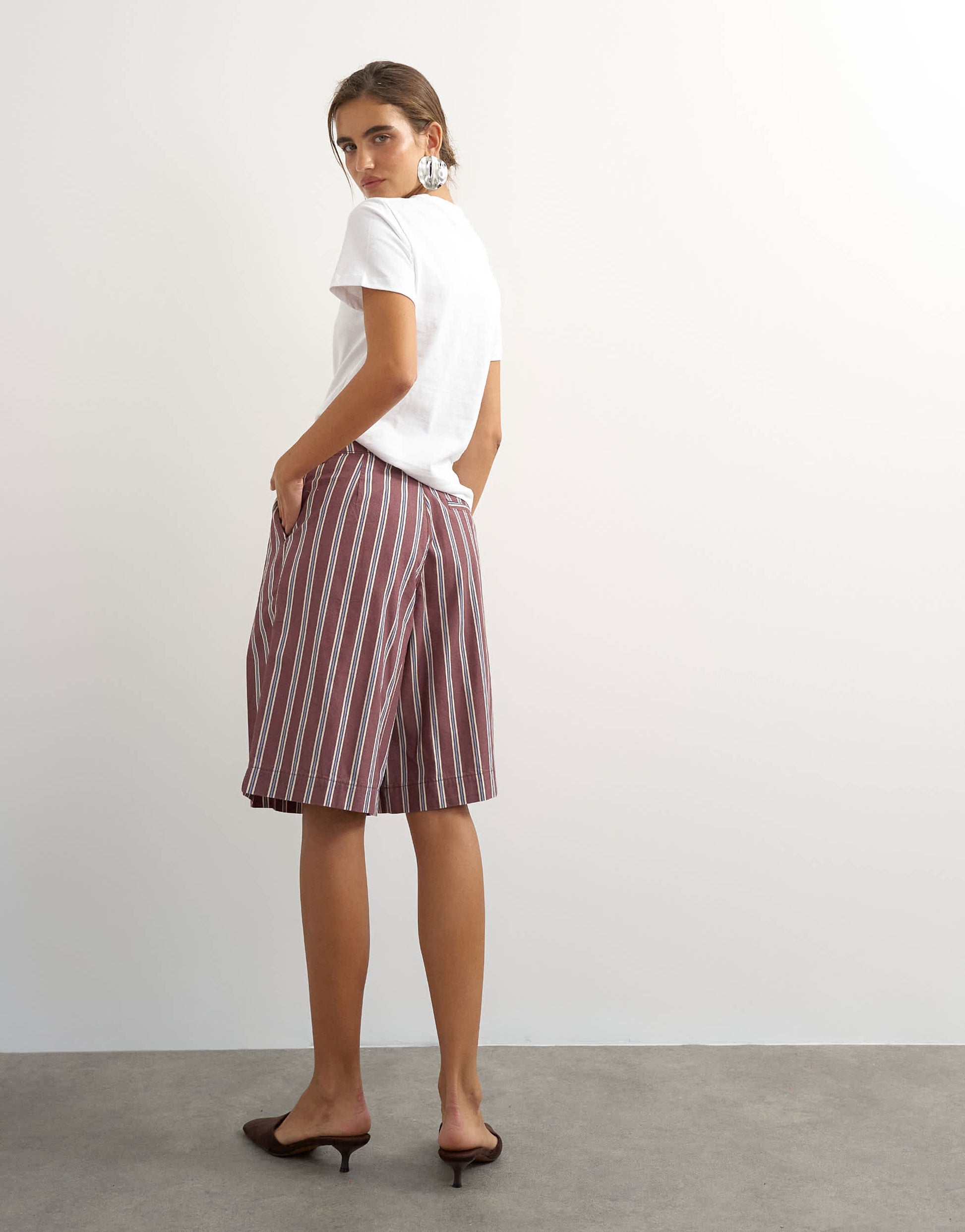 Topshop longline bermuda short in stripe