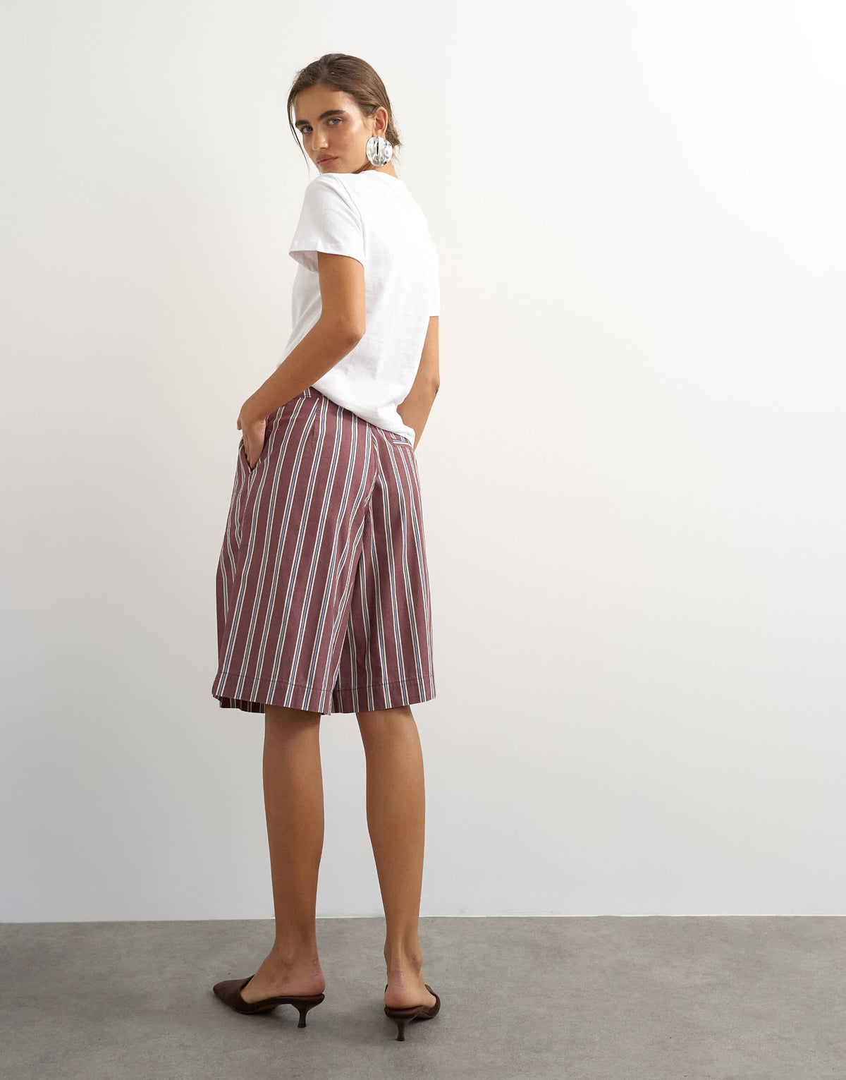 Topshop longline bermuda short in stripe