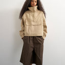 Topshop ripstop short with toggle detail in brown