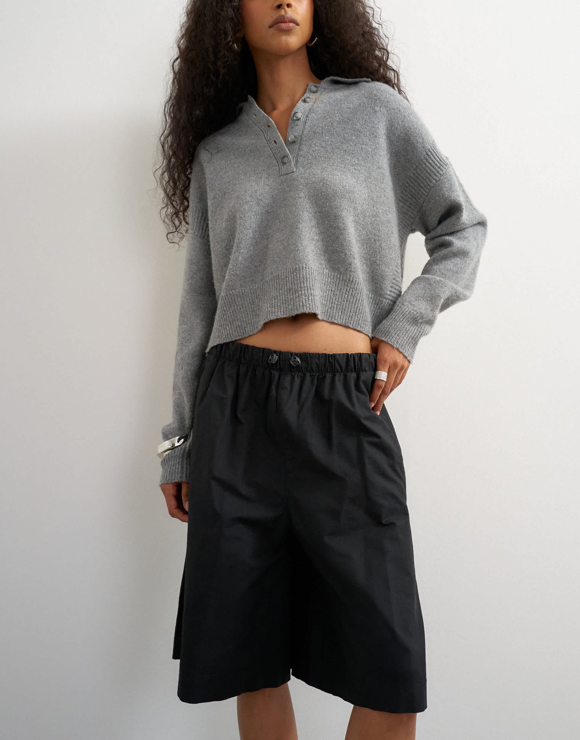 Topshop ripstop short with toggle detail in black
