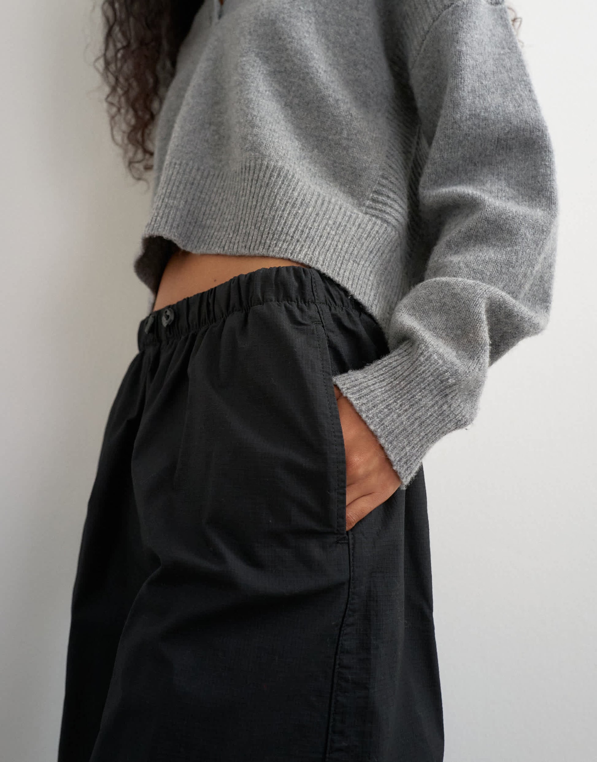 Topshop ripstop short with toggle detail in black
