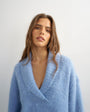 Topshop knitted shawl collar jumper with wool in blue