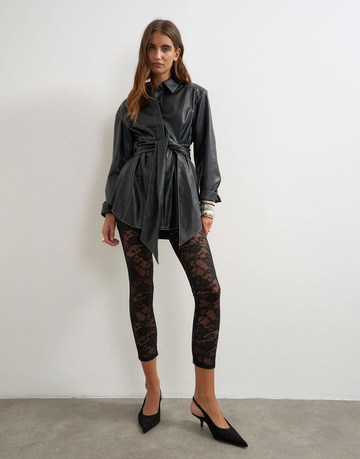 Topshop lace legging hosiery in black