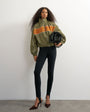 Topshop contrast piping track jacket in khaki