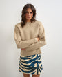 Topshop knitted all needle shoulder padded jumper in oat