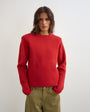 Topshop knitted all needle shoulder padded jumper in red