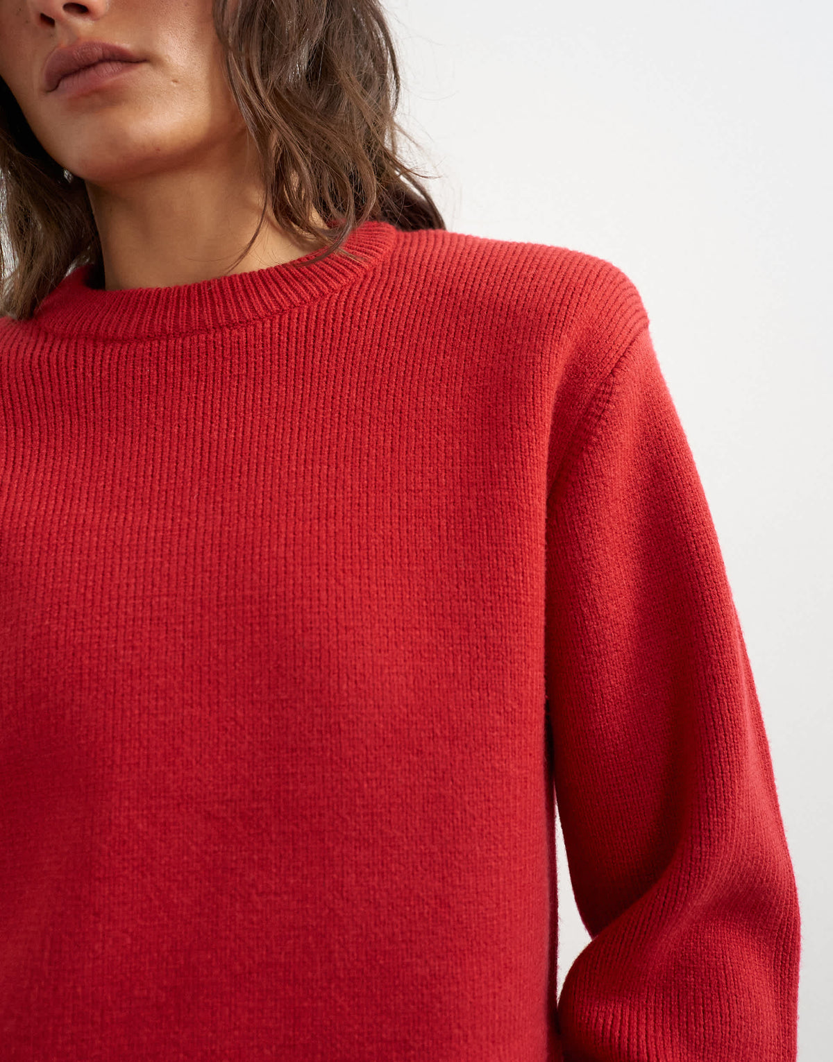 Topshop knitted all needle shoulder padded jumper in red