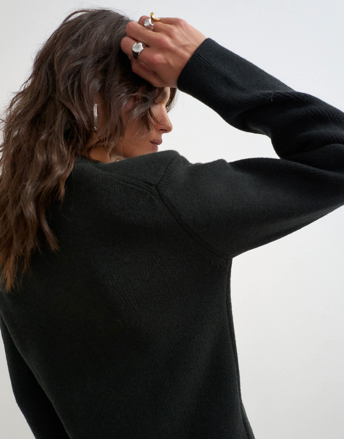 Topshop knitted all needle shoulder padded jumper in black