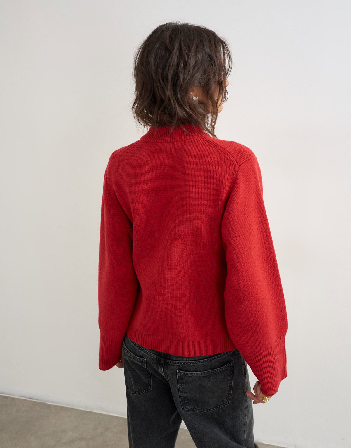 Topshop knitted pocket front cardigan in red
