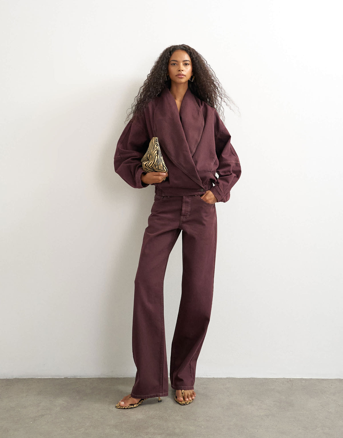Topshop Ember low rise relaxed straight jean in aubergine
