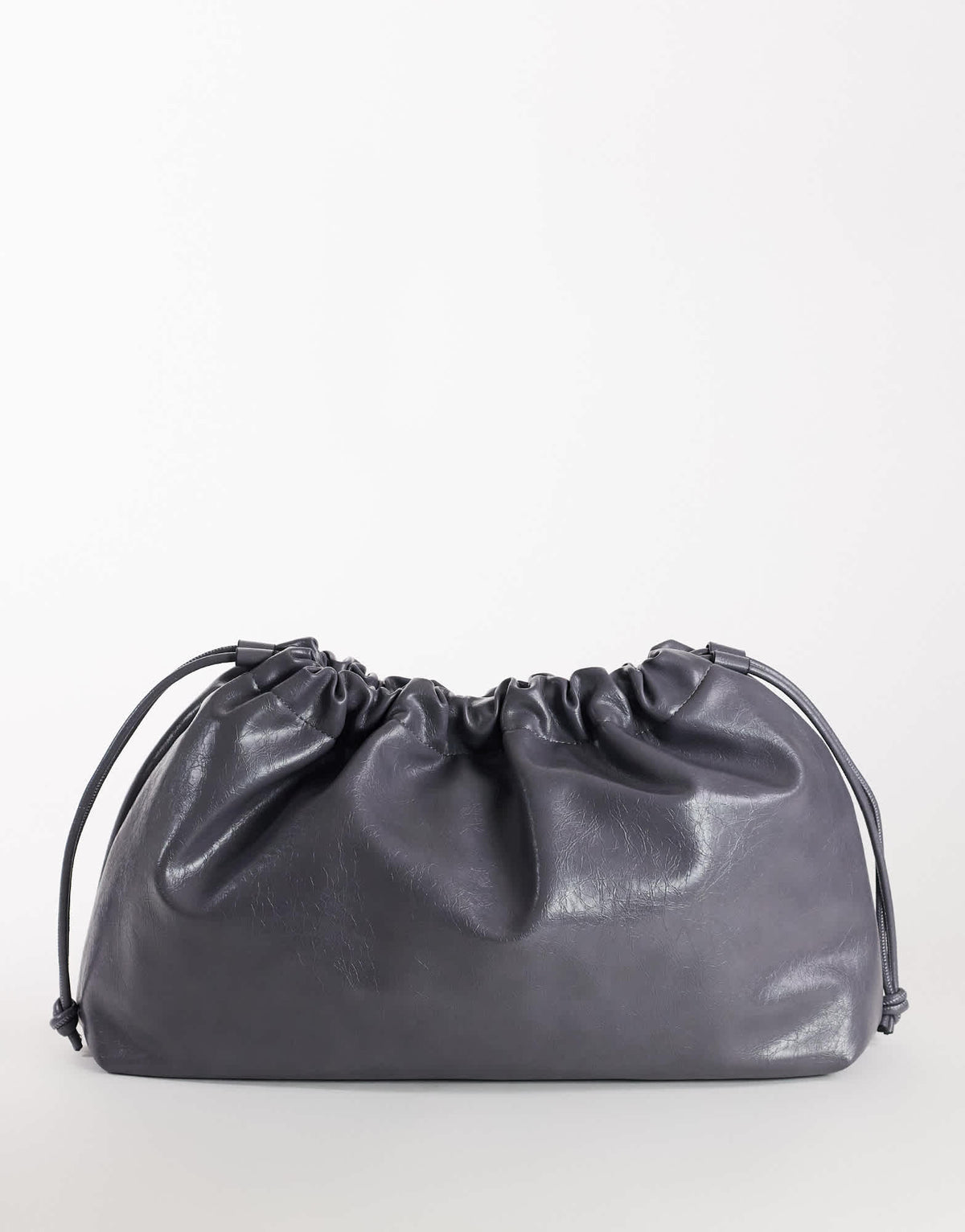 Topshop Chloe oversized ruched pouch clutch bag in grey