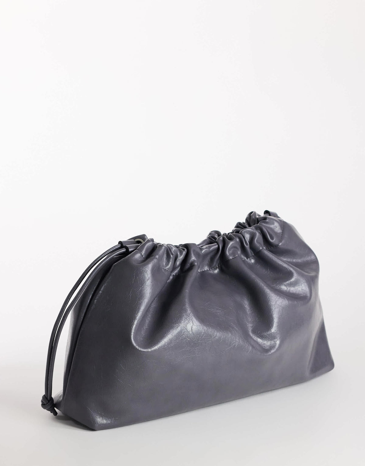 Topshop Chloe oversized ruched pouch clutch bag in grey