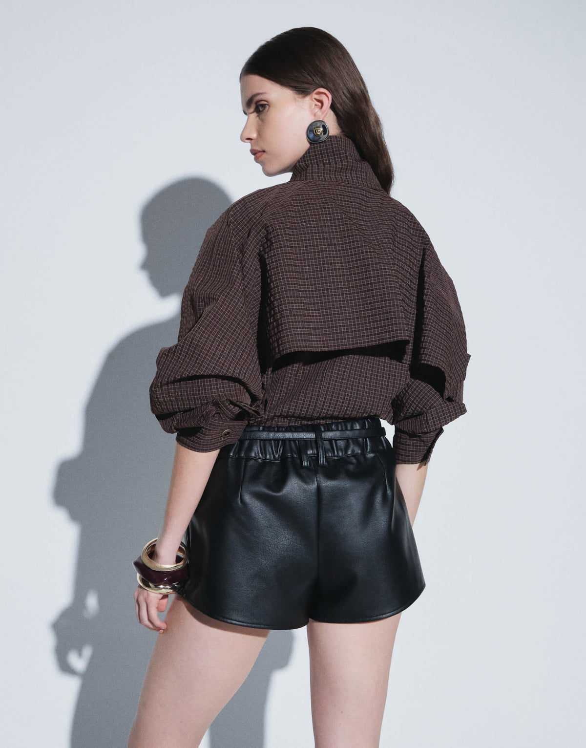 Topshop belted mini faux leather short in black