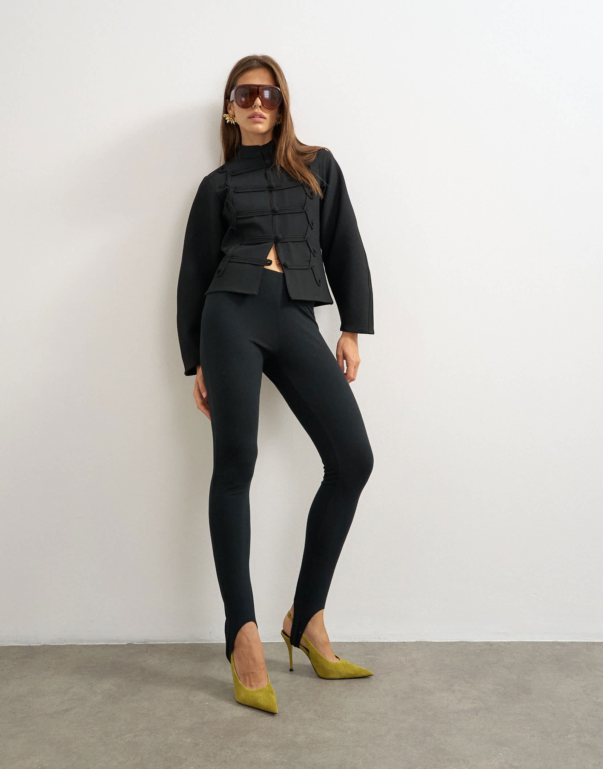 Topshop drummer jacket with detailing in black