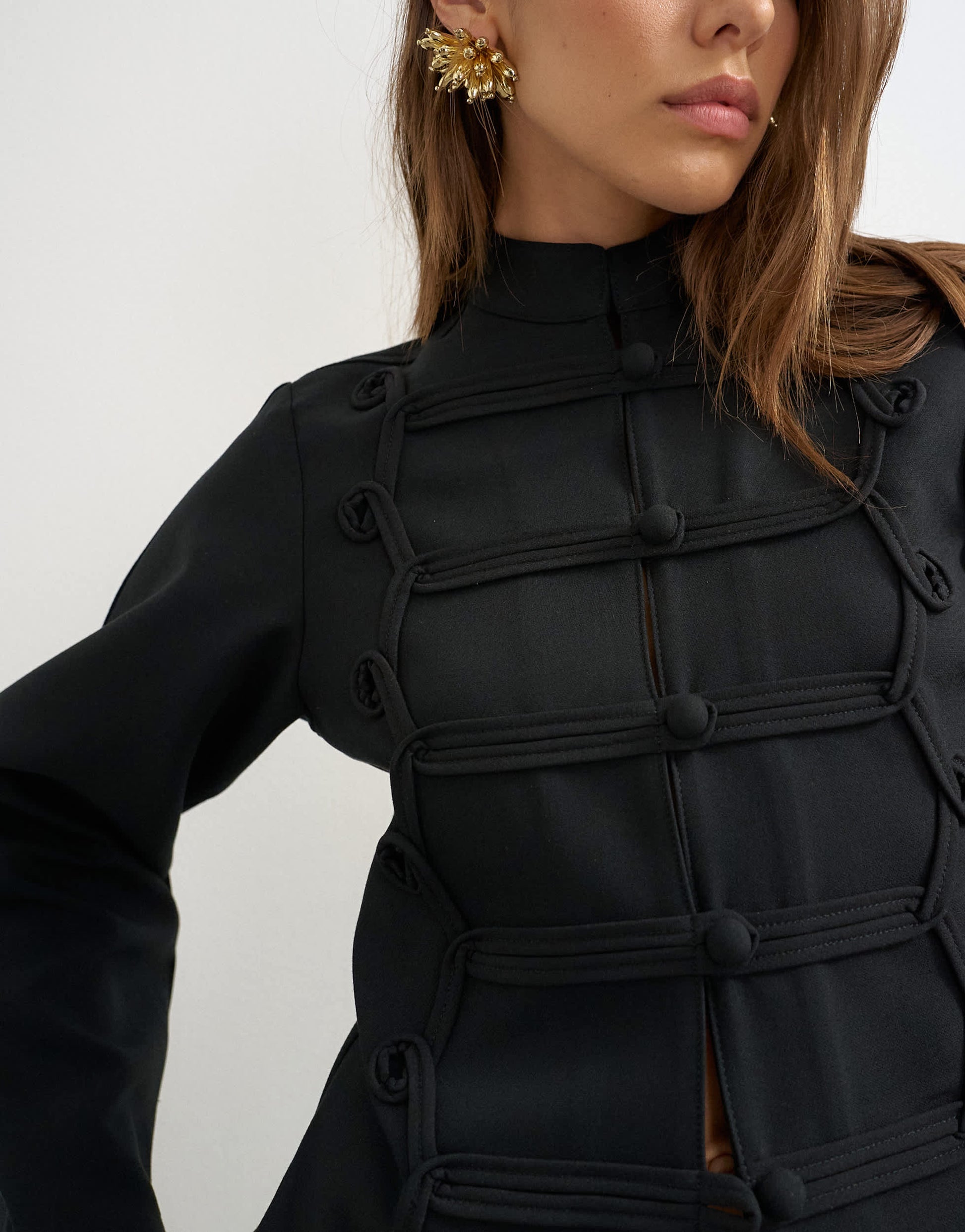 Topshop drummer jacket with detailing in black