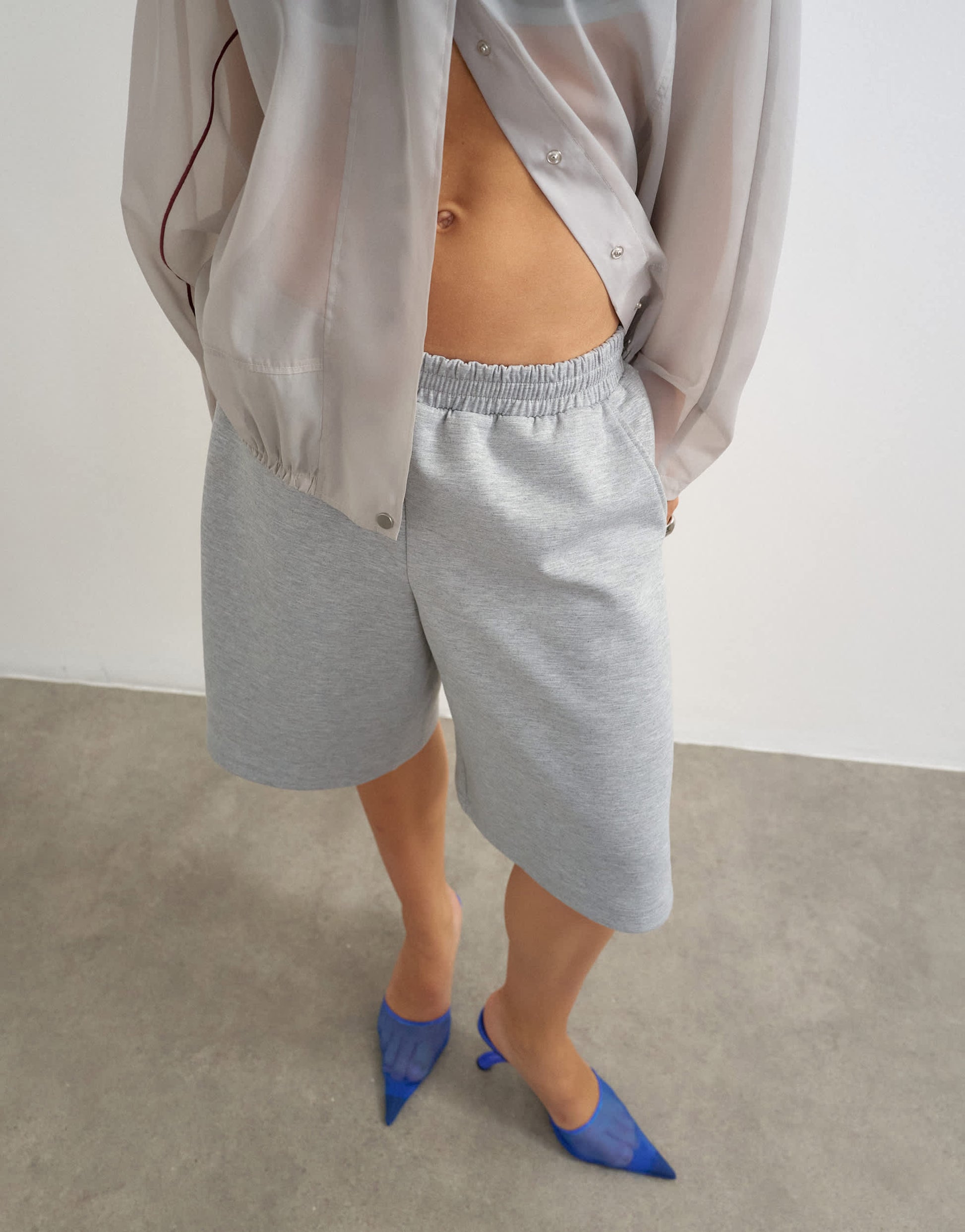 Topshop longline jersey short in grey