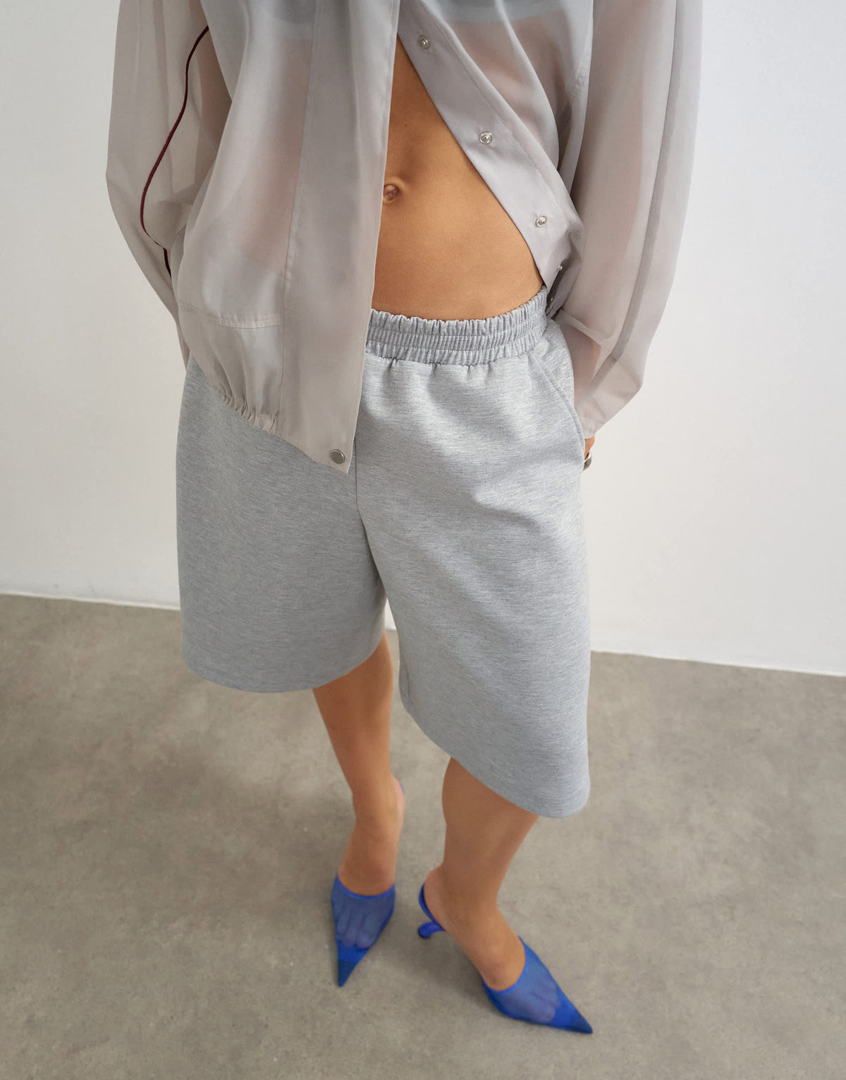 Topshop longline jersey short in grey