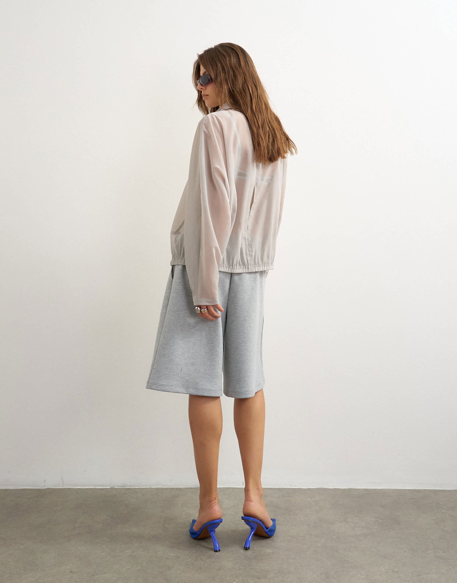 Topshop longline jersey short in grey