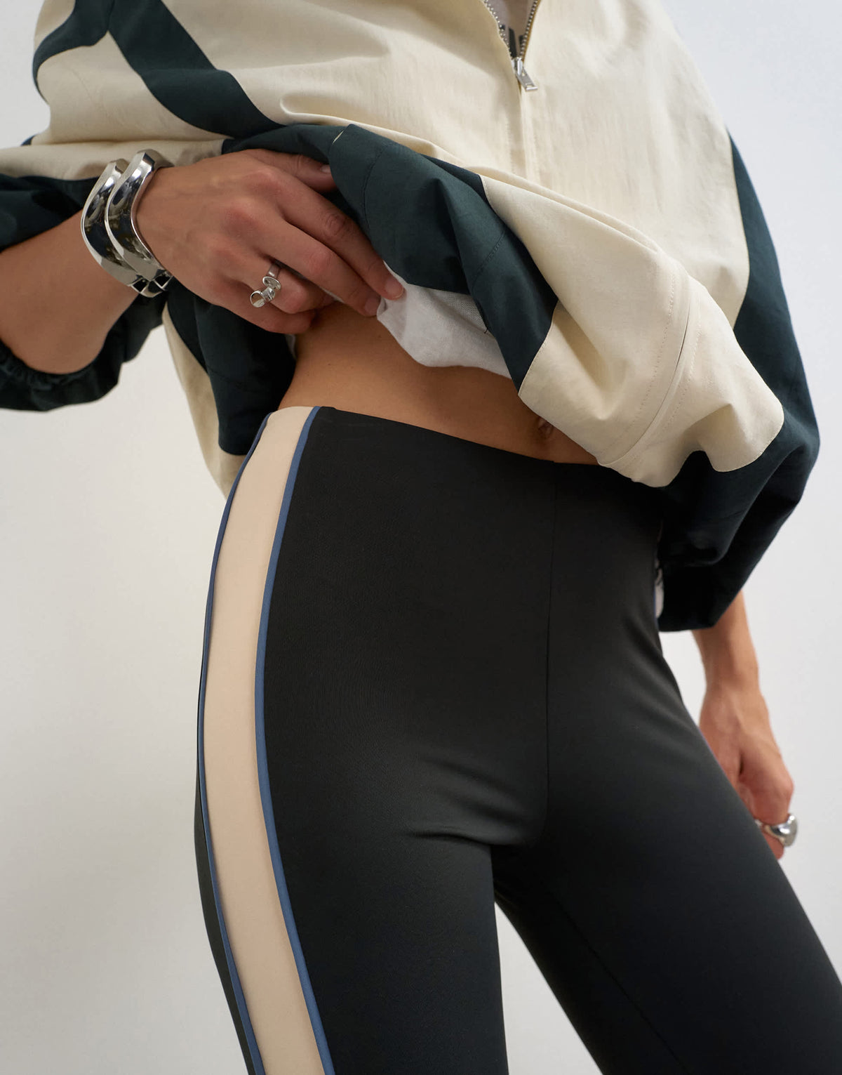 Topshop stirrup sporty piping leggings in black