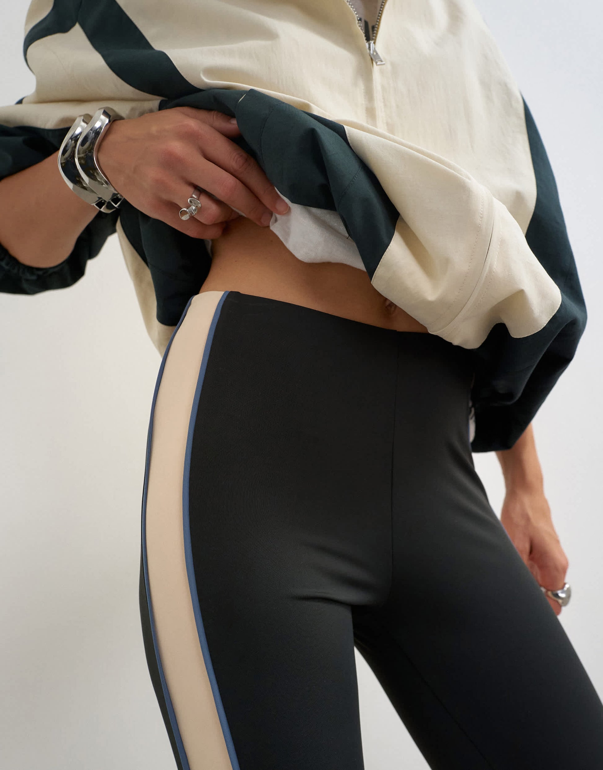 Topshop stirrup piping leggings in black