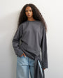 Topshop long sleeve tie waist detail top in charcoal