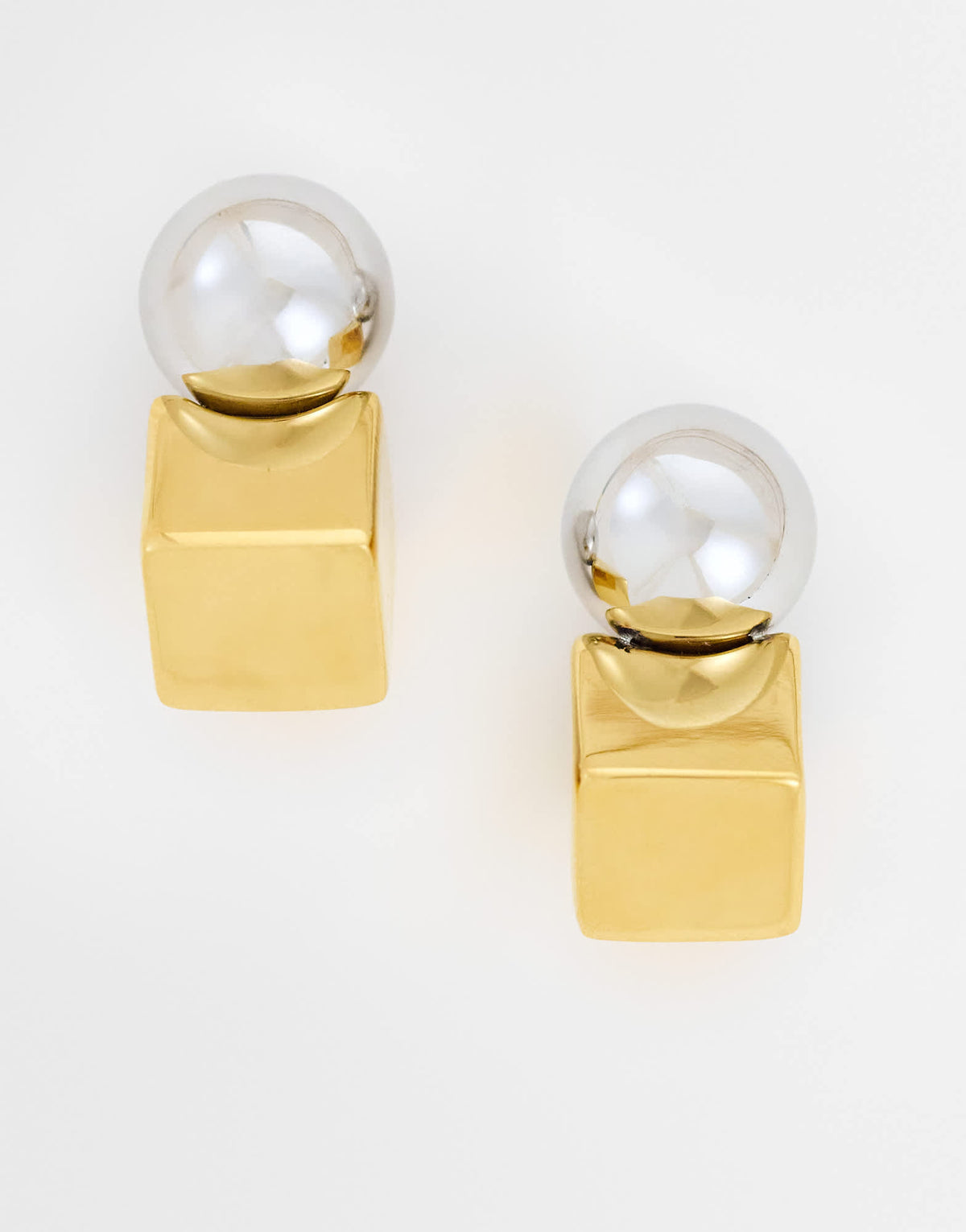 Topshop Freya stainless steel two tone stud earring in silver and gold