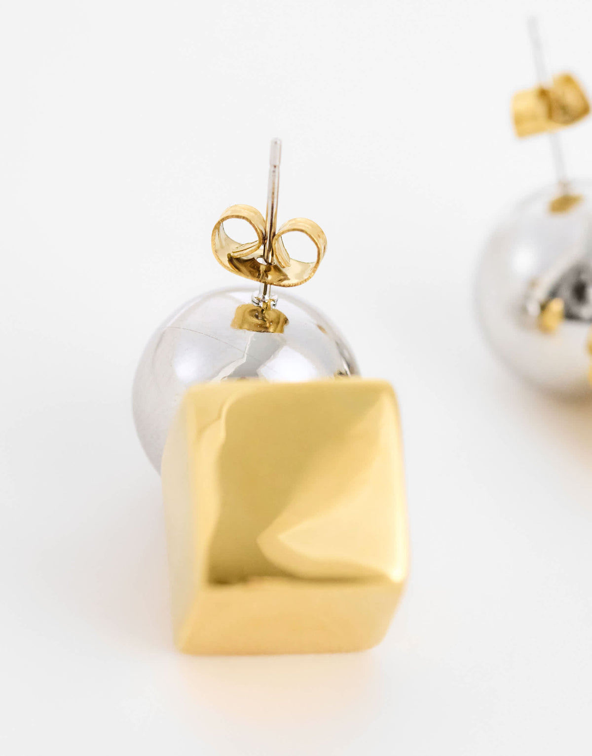 Topshop Freya stainless steel two tone stud earring in silver and gold