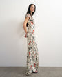 Topshop satin jacquard maxi dress with puff sleeve in red and black floral