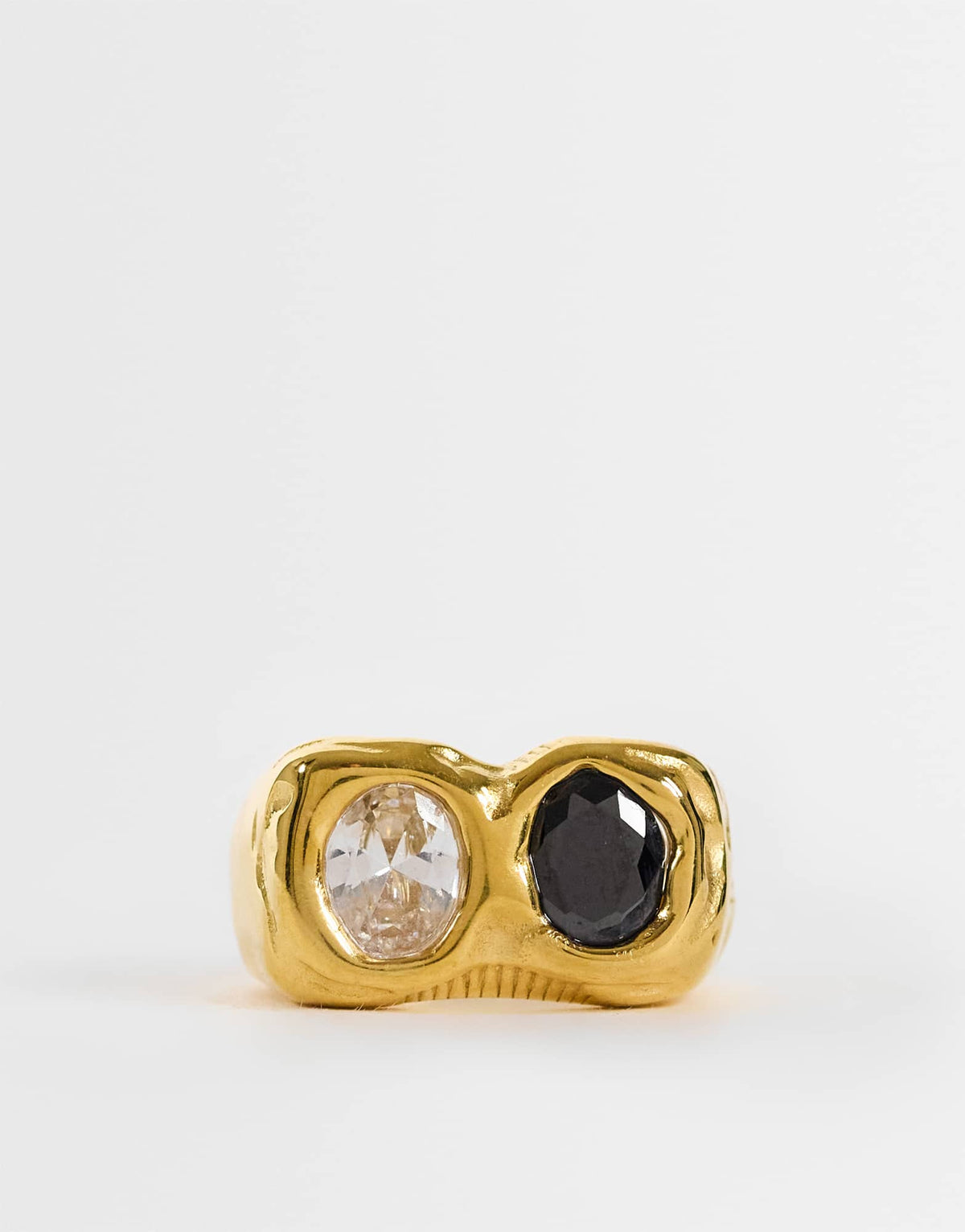 Topshop Rachel stainless steel ring with stones in gold