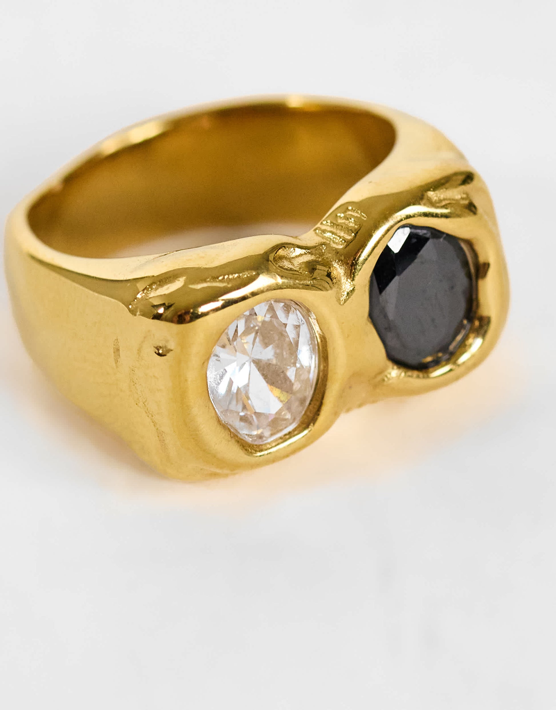 Topshop Rachel stainless steel ring with stones in gold