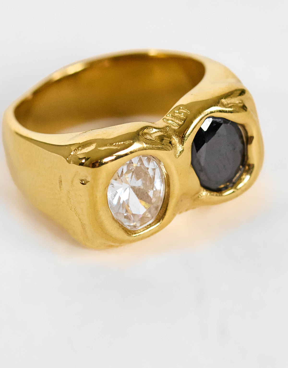 Topshop Rachel stainless steel ring with stones in gold
