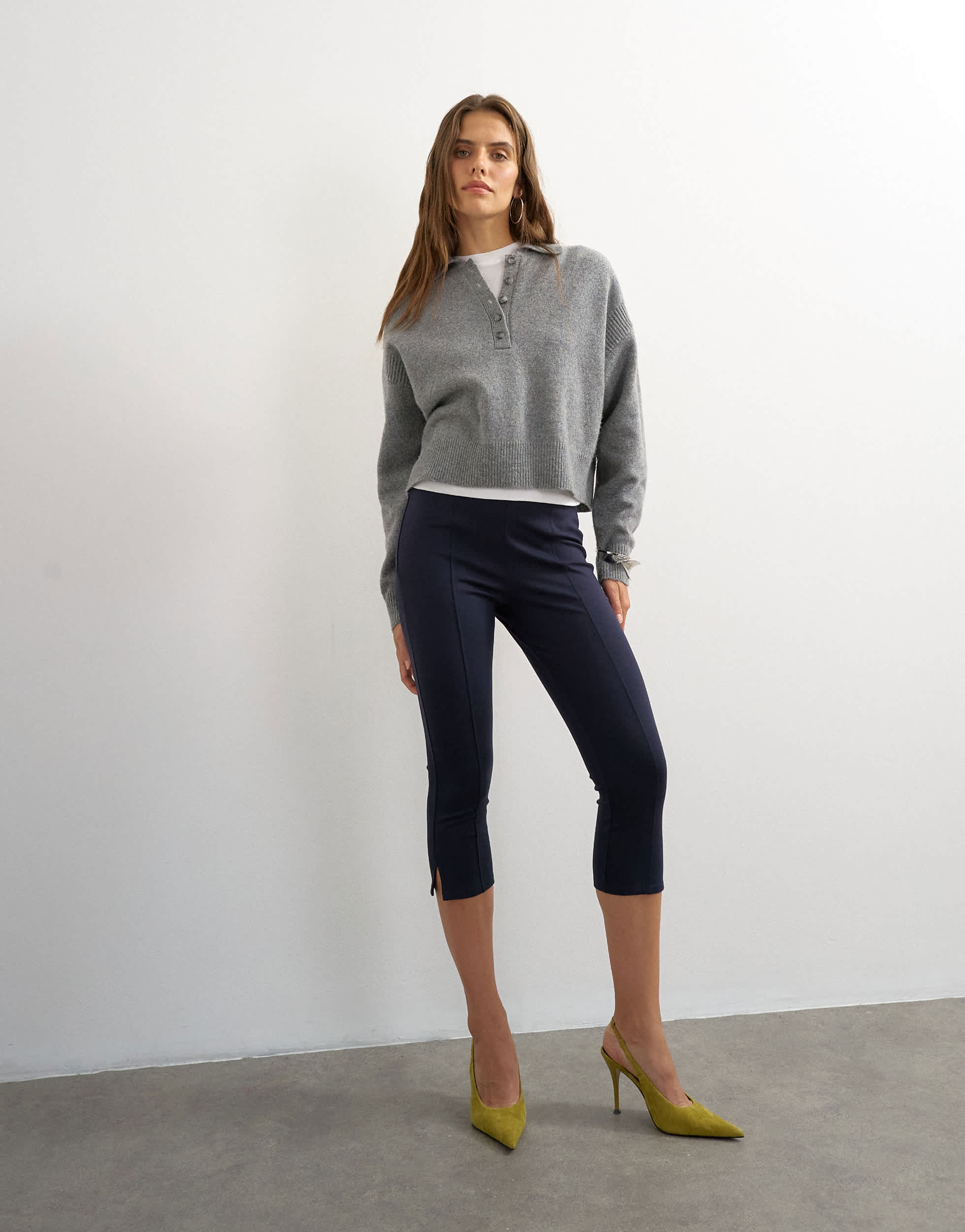 Topshop ponte capri leggings in navy