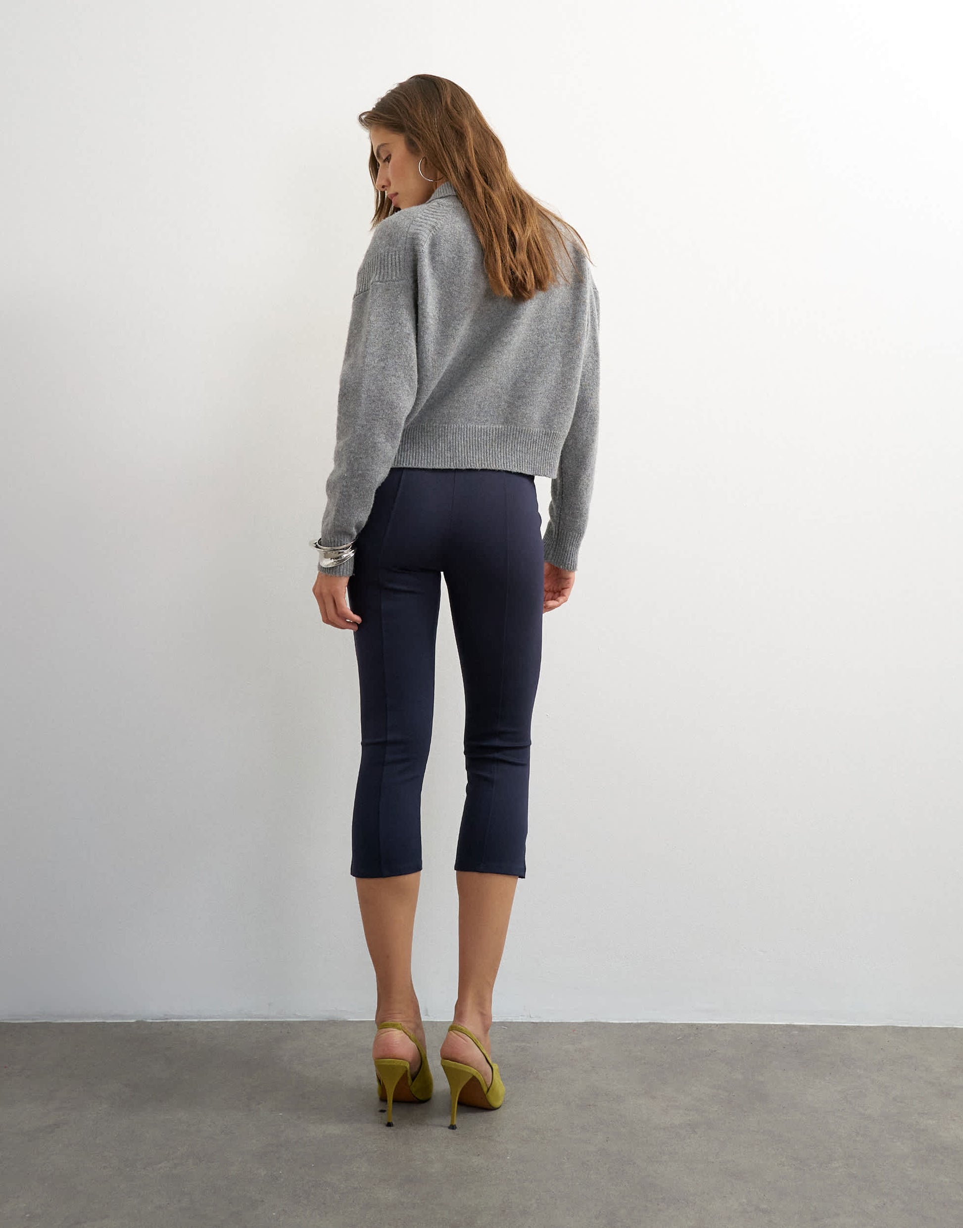 Topshop ponte capri leggings in navy