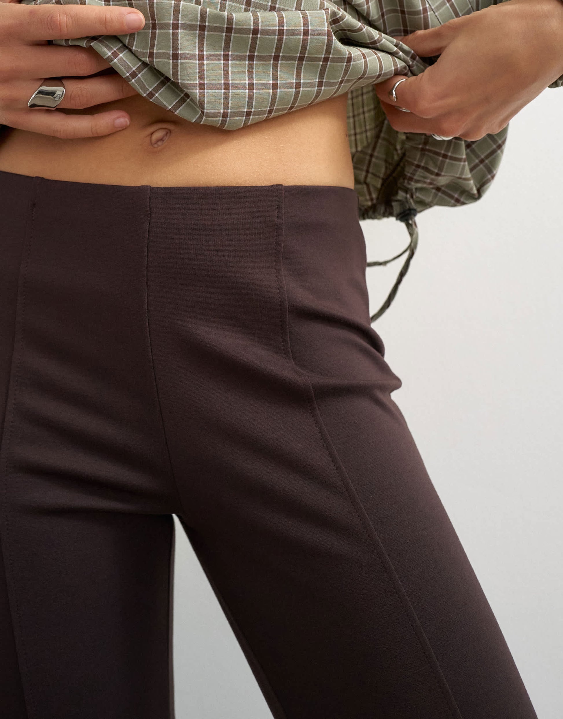 Topshop ponte capri leggings in chocolate