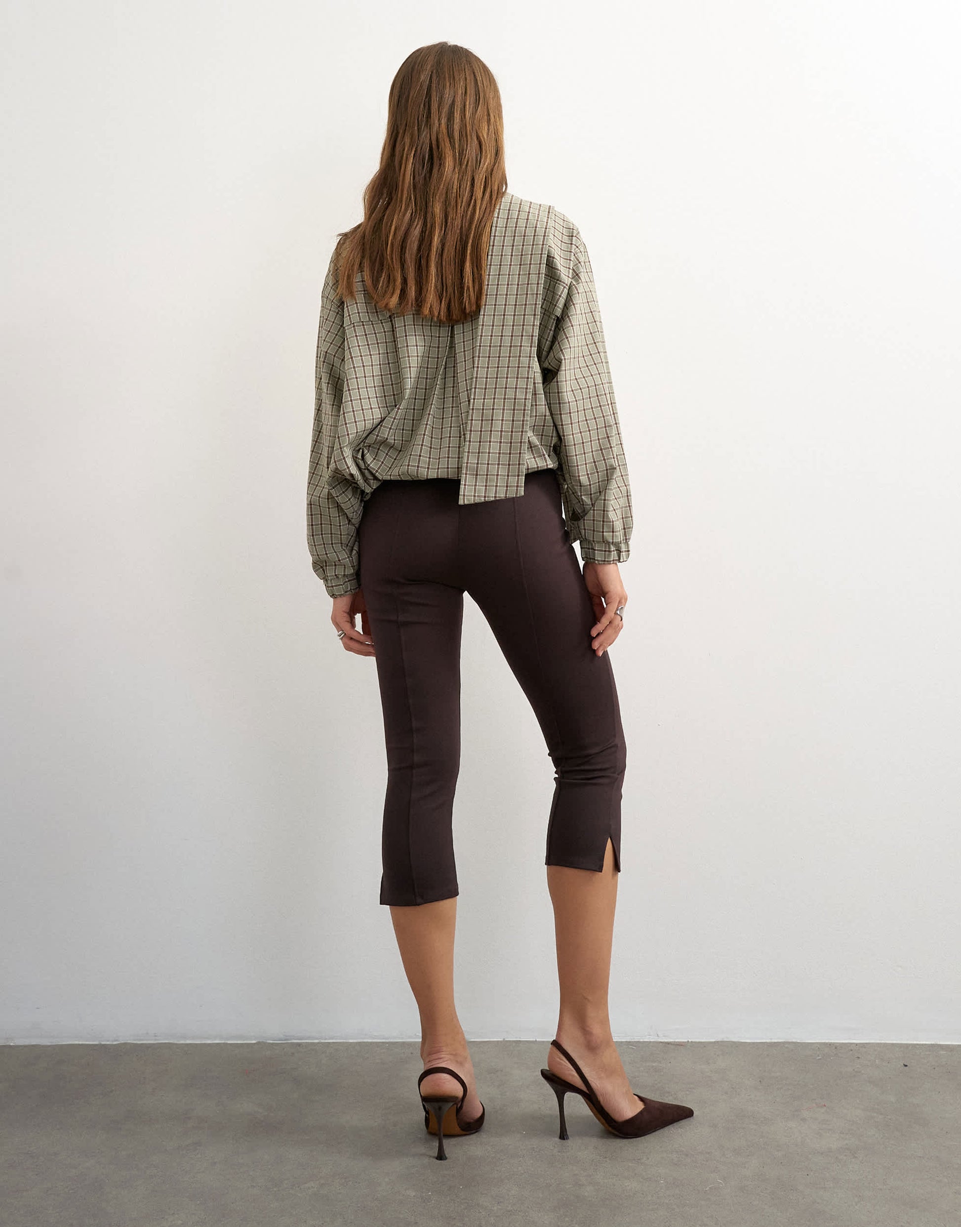 Topshop ponte capri leggings in chocolate