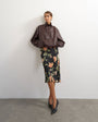 Topshop satin jacquard 90s length skirt in spot floral print